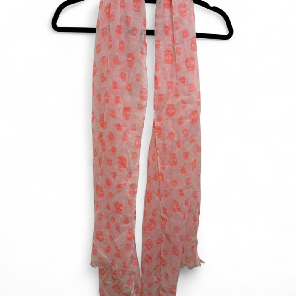Target Women's Pink & White Emo Goth Skull Y2k Print Scarf Wrap
